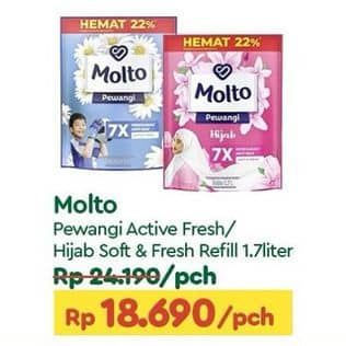 Promo Harga Molto Pewangi Active Fresh, Hijab Soft Fresh 1700 ml - TIP TOP