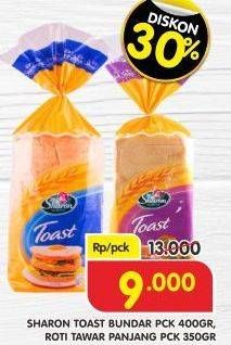 Promo Harga SHARON Toast Bundar 400 g, Roti Tawar Panjang 350 g  - Superindo