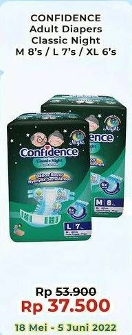 Promo Harga Confidence Adult Diapers Classic Night M8, XL6, L7 6 pcs - Indomaret