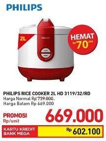 Promo Harga PHILIPS HD 3119 | Rice Cooker  - Carrefour