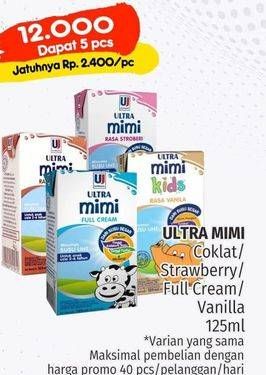 Promo Harga Ultra Mimi Susu UHT Cokelat, Stroberi, Full Cream, Vanila 125 ml - Lotte Grosir