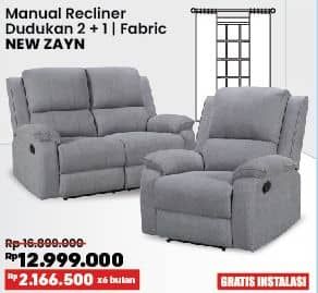 Promo Harga Courts New Zayn Manual Recliner Dudukan 2 + 1 | Fabric  - COURTS