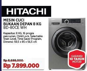 Promo Harga Hitachi BD-80CE WH | Mesin Cuci Front Load 80 kg  - COURTS