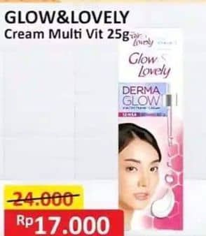 Promo Harga Glow & Lovely (fair & Lovely) Multivitamin Cream 25 gr - Alfamart