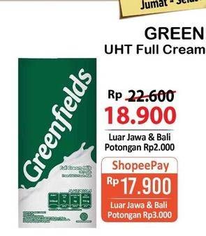 Promo Harga GREENFIELDS UHT Full Cream 1000 ml - Alfamart