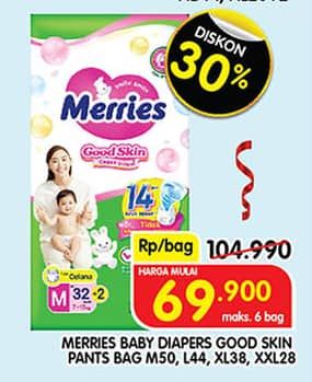 Promo Harga Merries Pants Good Skin M50, L44, XL38, XXL28 28 pcs - Superindo