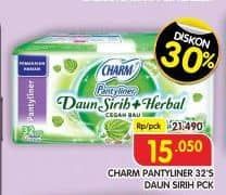 Promo Harga Charm Pantyliner Daun Sirih + Herbal 32 pcs - Superindo