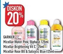 Promo Harga Garnier Micellar Water Pink, Rose, Salicylic BHA, Vitamin C, Oil-Infused 125 ml - Hypermart