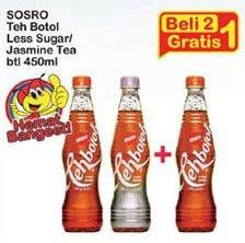Promo Harga SOSRO Teh Botol Less Sugar, Jasmine 450 ml - Indomaret