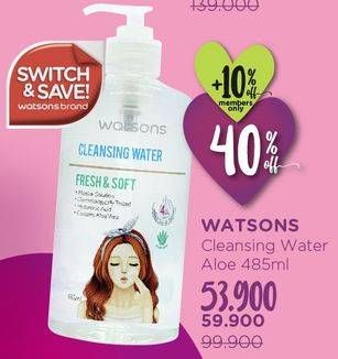 Promo Harga WATSONS Cleansing Water Aloe Vera 485 ml - Watsons