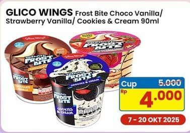 Promo Harga Glico Frostbite Chocolate Vanilla, Strawberry Vanilla, Cookies Cream 90 ml - Indomaret