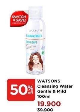 Promo Harga WATSONS Cleansing Water Gentle Mild 100 ml - Watsons