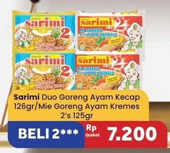 Promo Harga Sarimi Mi Goreng Isi 2 Ayam Kecap, Ayam Kremess 125 gr - Carrefour