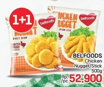 Promo Harga Belfoods Nugget Chicken Nugget, Chicken Nugget Stick 500 gr - LotteMart
