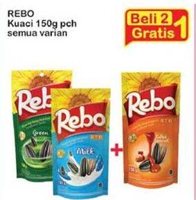 Promo Harga REBO Kuaci Bunga Matahari All Variants per 2 pouch 150 gr - Indomaret
