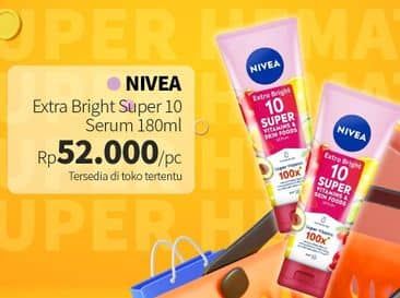 Promo Harga Nivea Extra Bright 10 Super Vitamins & Skin Food Serum 180 ml - Guardian