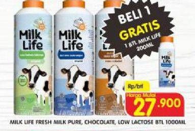 Promo Harga MILK LIFE Fresh Milk Bebas Laktosa, Cokelat, Murni 1000 ml - Superindo