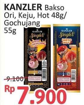 Promo Harga Kanzler Singles Bakso Original, Keju, Gochujang, Hot 48 gr - Alfamidi