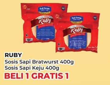 Promo Harga Ruby Sosis Sapi Bratwurst Keju, Original 400 gr - Yogya