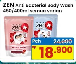 Promo Harga ZEN Anti Bacterial Body Wash All Variants 400 ml - Indomaret