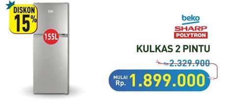 Promo Harga BEKO/SHARP/POLYTRON Kulkas 2 Pintu  - Hypermart