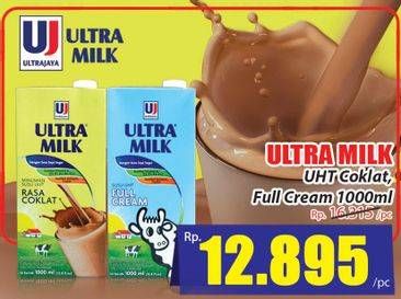 Promo Harga ULTRA MILK Susu UHT Full Cream, Coklat 1000 ml - Hari Hari