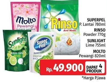 SUPERPEL 780 mL + RINSO 770 g + SUNLIGHT Lime 755 mL + MOLTO 820 mL