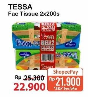 Promo Harga Tessa Facial Tissue per 2 pouch 200 pcs - Alfamart