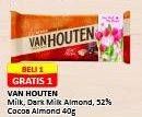 Promo Harga Van Houten Chocolate Milk Chocolate, Almonds 40 gr - Alfamart
