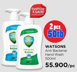 Promo Harga WATSONS Anti Bacterial Cream Hand Wash 500 ml - Watsons