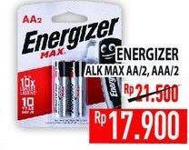 Promo Harga ENERGIZER Battery Alkaline Max AA/2, AAA/2  - Hypermart