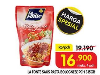 Promo Harga LA FONTE Saus Pasta Bolognese 315 gr - Superindo
