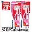 Promo Harga PEPSODENT Sikat Gigi Double Care Sensitive Soft 3 pcs - Hypermart