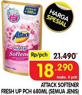 Promo Harga ATTACK Fresh Up Softener Sakura Blossom 680 ml - Superindo