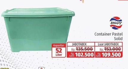 Promo Harga Biggy Container Box Pastel 52 ltr - Lotte Grosir