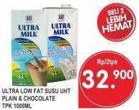 Promo Harga ULTRA MILK Susu UHT Plain, Chocolate per 2 pcs 1000 ml - Superindo