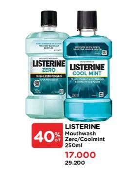 Promo Harga Listerine Mouthwash Antiseptic Zero, Cool Mint 250 ml - Watsons