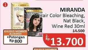 Promo Harga MIRANDA Hair Color Bleaching, Natural Black, Wine Red 30 ml - Alfamidi
