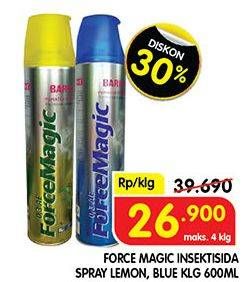 Promo Harga FORCE MAGIC Insektisida Spray Blue, Lemon 600 ml - Superindo