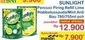 Promo Harga SUNLIGHT Pencuci Piring Anti Bau With Daun Mint, Higienis Plus With Habbatussauda 755 ml - Indomaret
