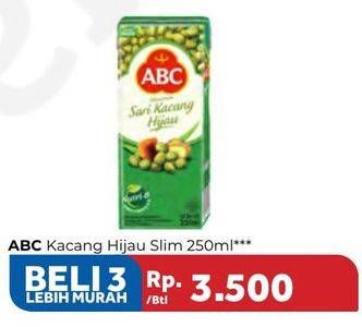 Promo Harga ABC Minuman Sari Kacang Hijau Slim per 3 box 250 ml - Carrefour