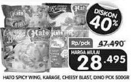 Promo Harga HATO Chicken Karage/ Spicy Wing/ Nugget Dino 500 gr - Superindo