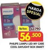 Promo Harga PHILIPS Lampu LED MyCare Cool Daylight, 8 Watt  - Superindo