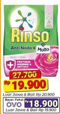 Promo Harga Rinso Anti Noda Deterjen Bubuk + Molto Purple Perfume Essence, + Molto Classic Fresh 770 gr - Alfamart