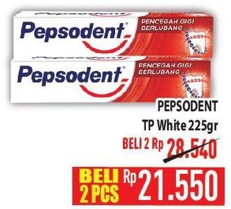 Promo Harga Pepsodent Pasta Gigi Pencegah Gigi Berlubang White 225 gr - Hypermart