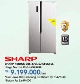 Promo Harga SHARP  SJ-IS50M-SL | REFRIGERATOR SBS 1 pcs - Carrefour