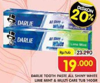Promo Harga DARLIE Toothpaste All Shiny White Lime Mint, All Shiny White Multicare 140 gr - Superindo