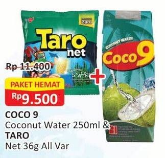 Promo Harga Coco 9 Coconut Water + Taro Net  - Alfamart