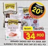 Promo Harga Bernardi Smoked Beef pck 250gr, Beef Burger 6