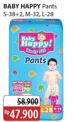 Promo Harga Baby Happy Body Fit Pants S38+2, M32, L28 28 pcs - Alfamidi